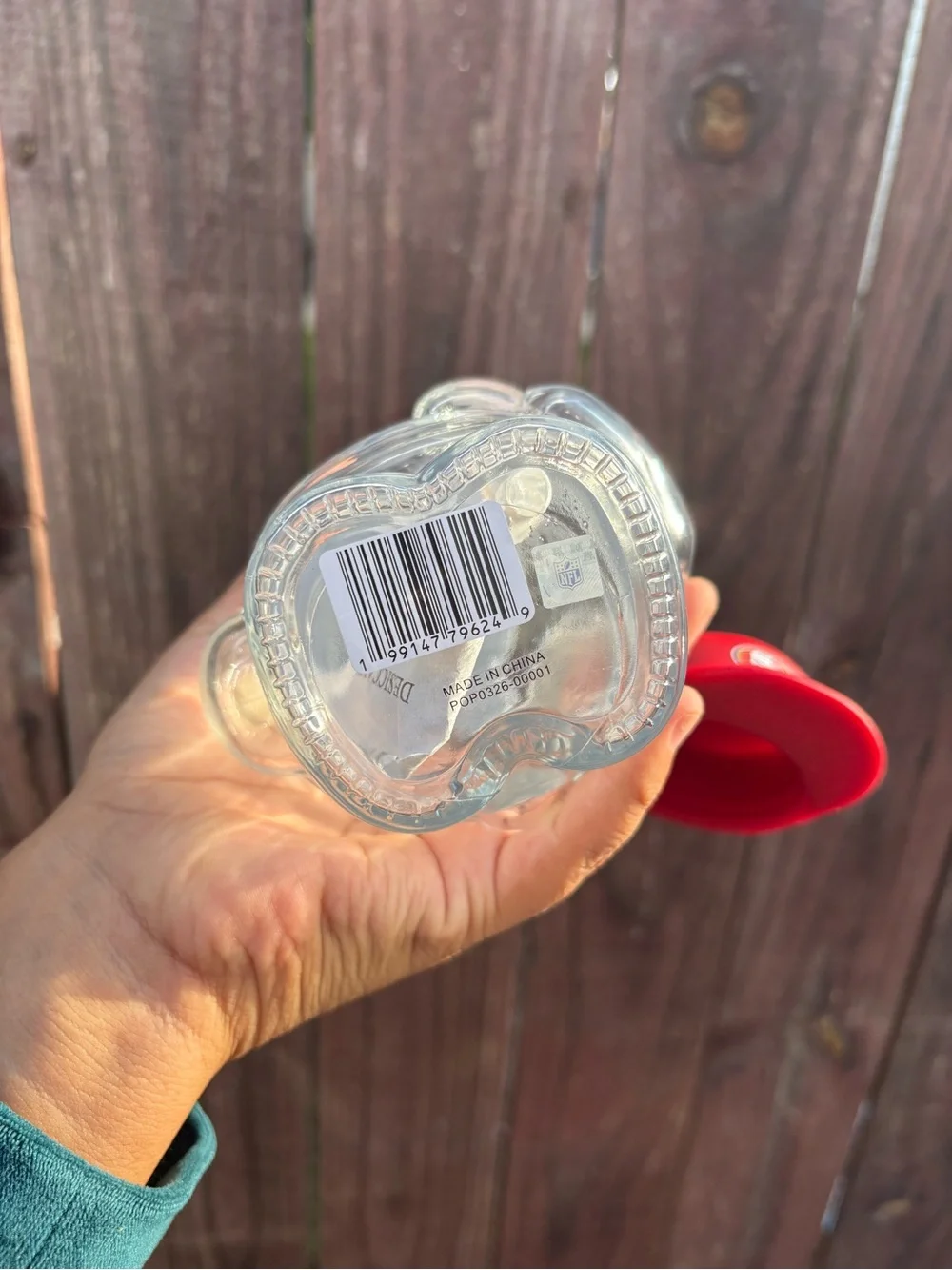 Red 49ers 20 oz Football Bear-shaped Drink Cup with Straw